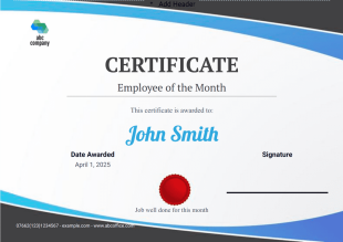 Employee of the Month Certificate Template - PDF Templates