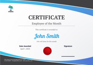 Employee of the Month Certificate Template - PDF Templates