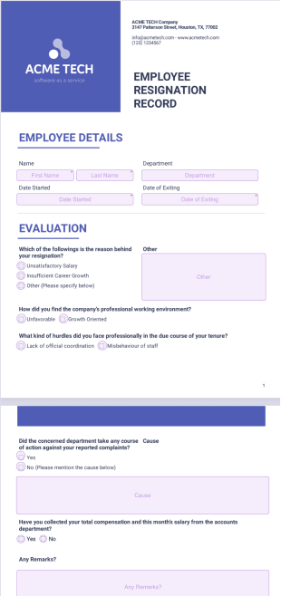 Employee Resignation Template - Sign Templates