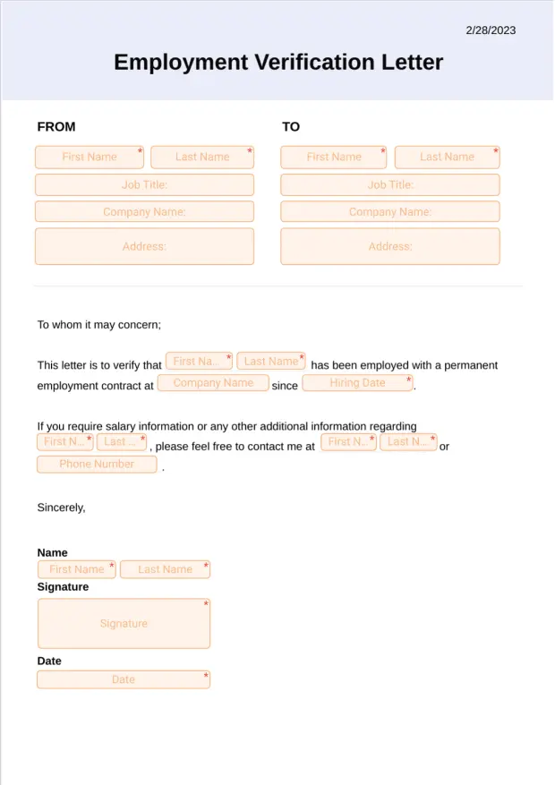 Employment Verification Letter Template