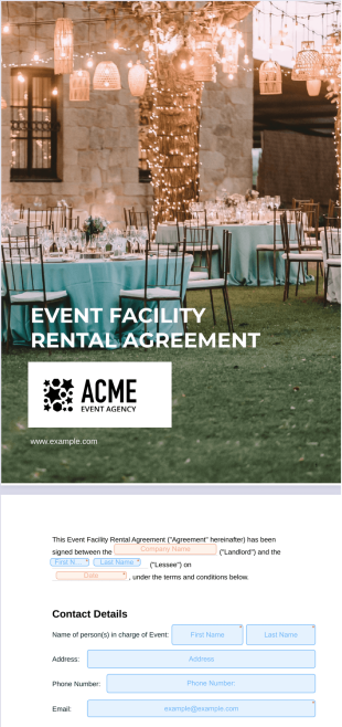 Event Facility Rental Agreement Template - PDF Templates
