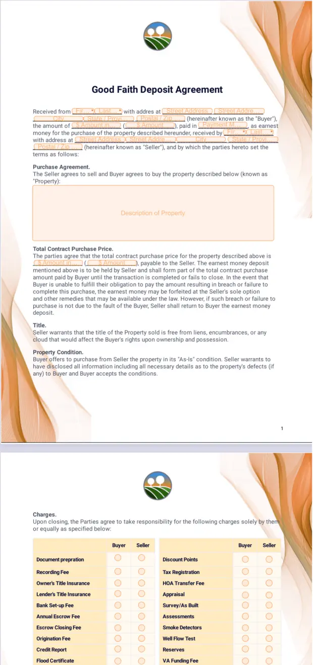 Good Faith Deposit Agreement