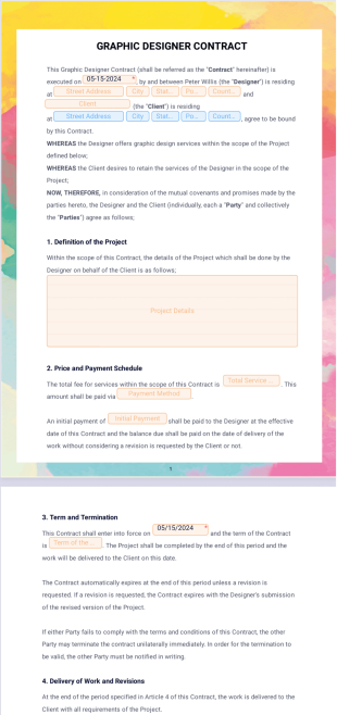 Graphic Designer Contract - Sign Templates