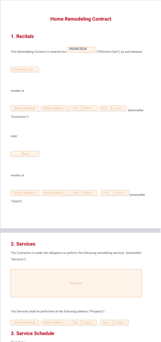 Home Remodeling Contract Template