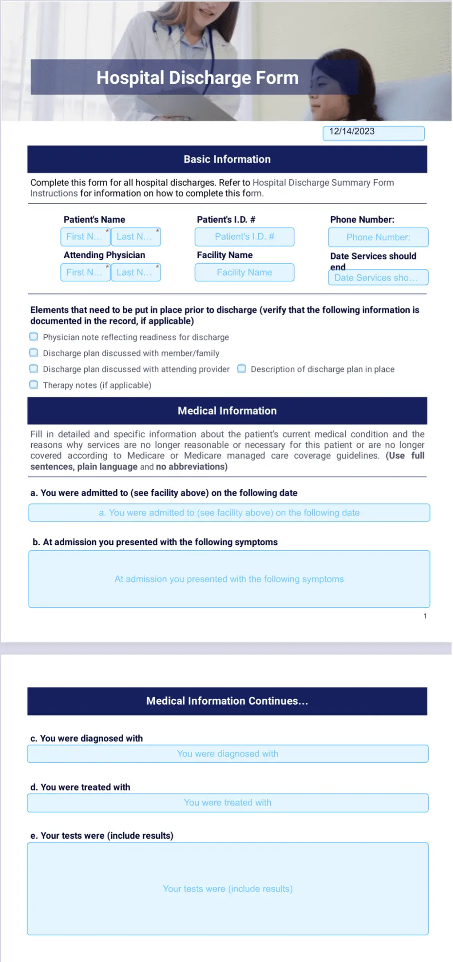 Hospital Discharge Template