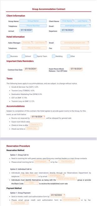 Hotel Group Accommodation Contract - PDF Templates