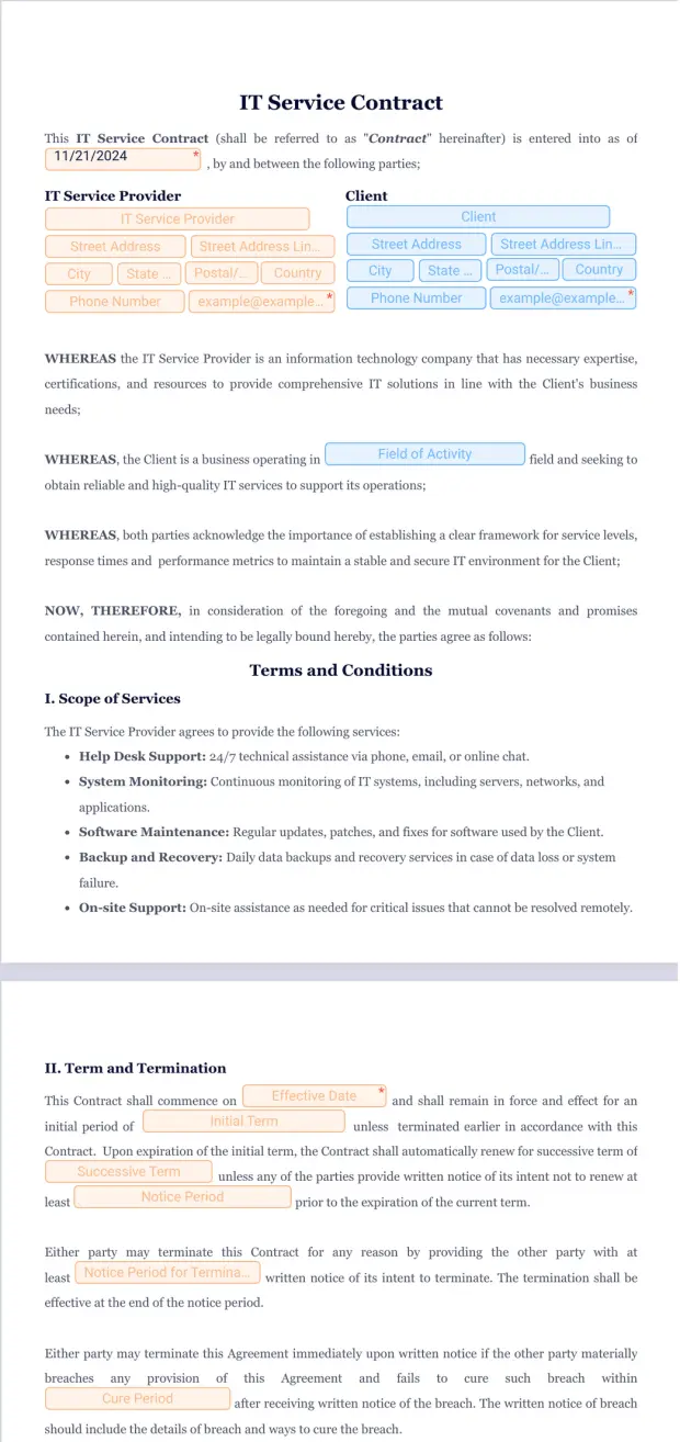 IT Service Contract Template