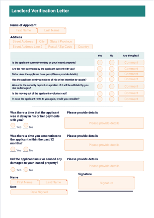 Landlord Verification Form - PDF Templates