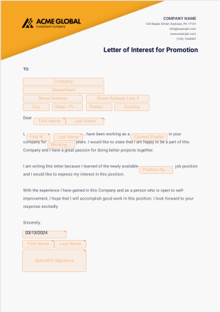 Letter of Interest for Promotion - PDF Templates