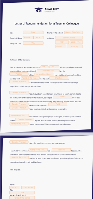 Letter of Recommendation for a Teacher Colleague - PDF Templates