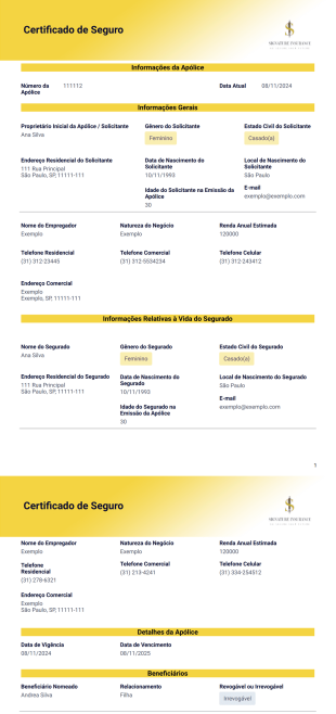 Modelo de Certificado de Seguro - PDF Templates