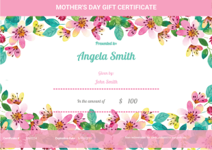 Mother's Day Gift Certificate Template - PDF Templates