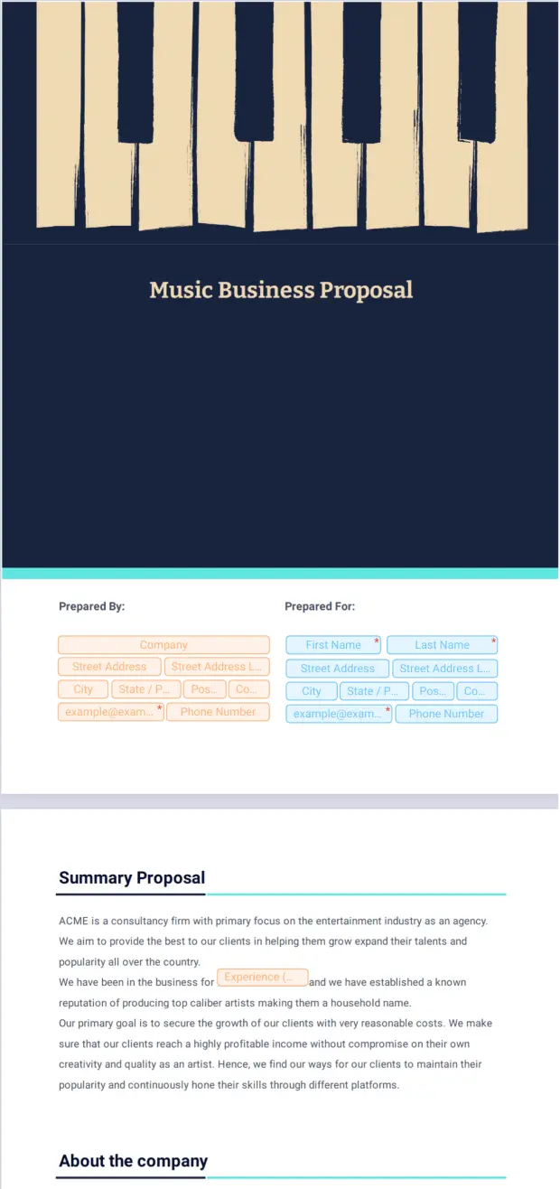 Music Business Proposal Template