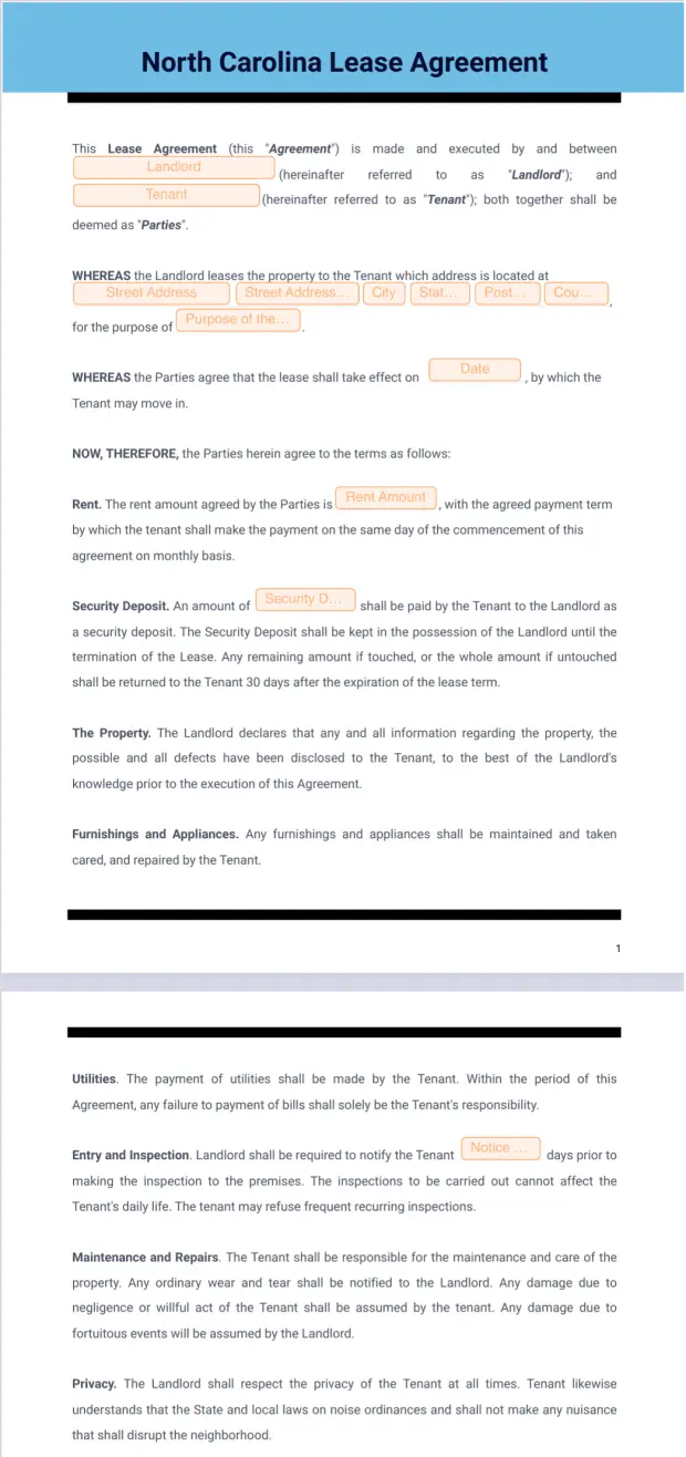 NC Lease Agreement