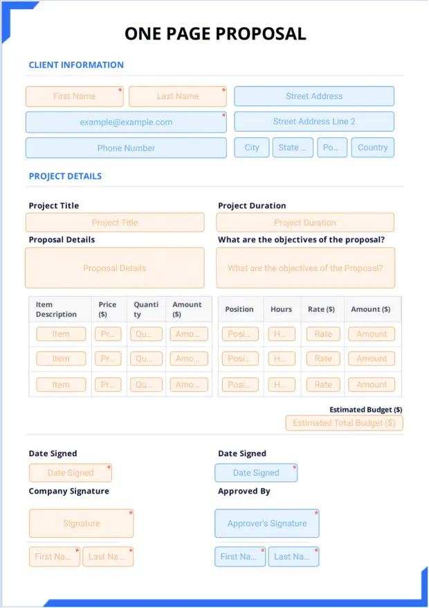 One Page Proposal Template - PDF Templates | Jotform