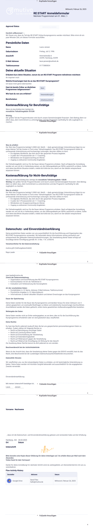 pdf Anmeldeformular RE:START - PDF Templates