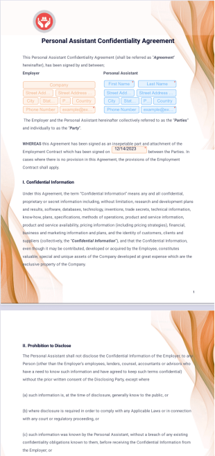 Personal Assistant Confidentiality Agreement - Sign Templates