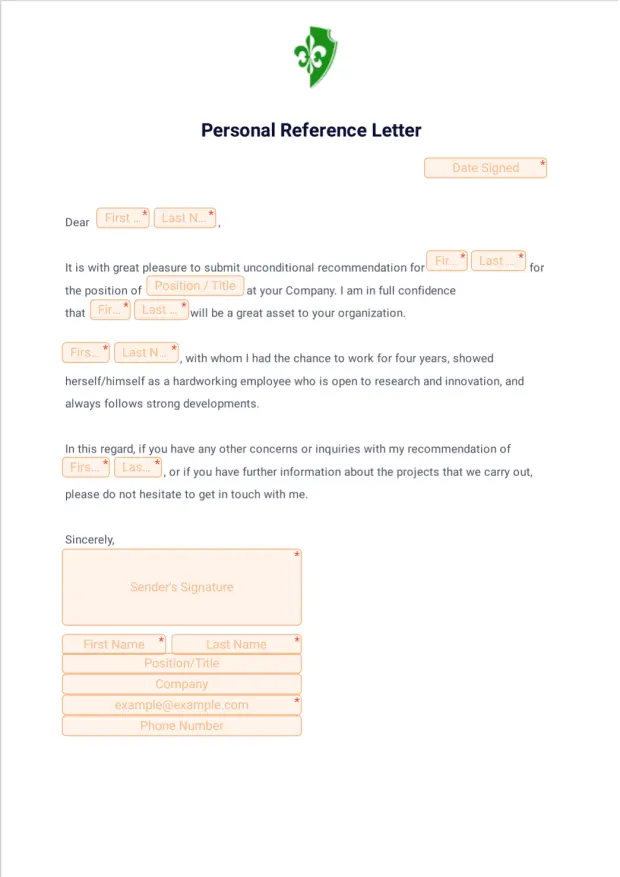 Personal Reference Letter