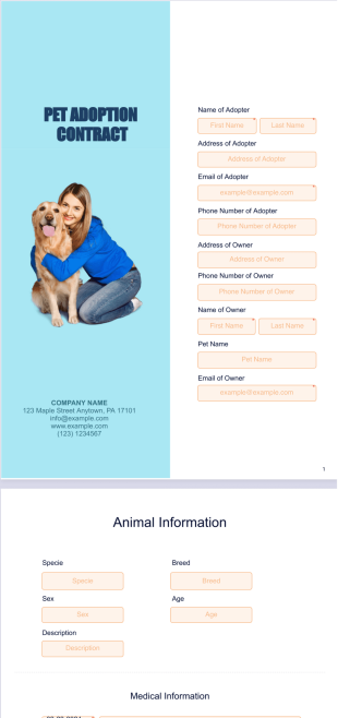 Pet Adoption Contract Template - PDF Templates