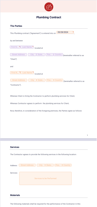 Plumbing Contract Template - PDF Templates