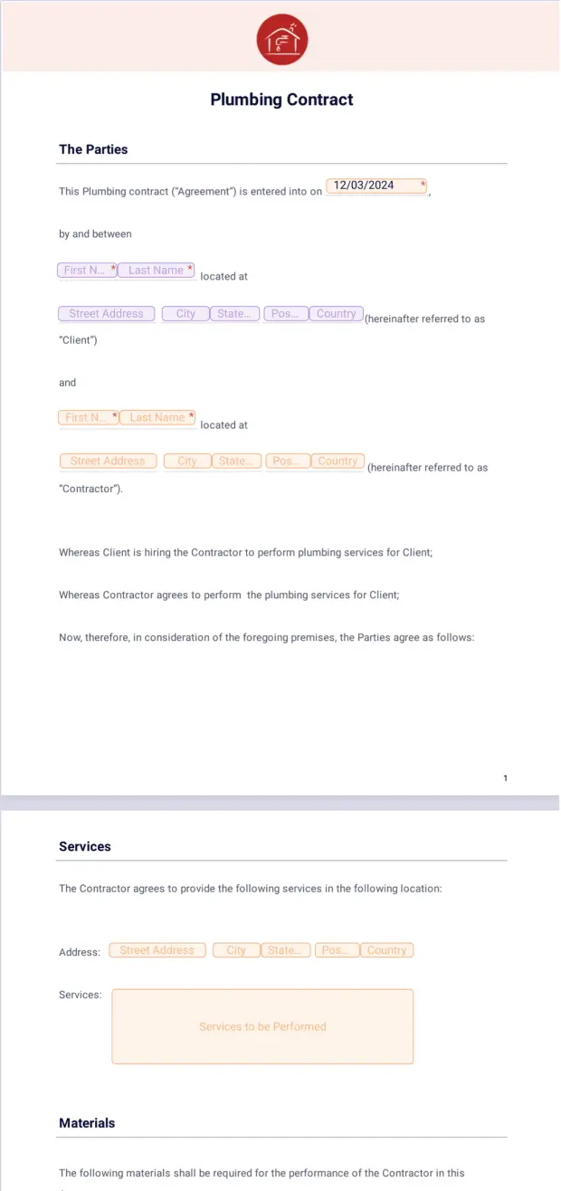 Plumbing Contract Template