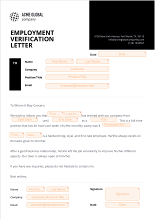 Previous Employment Verification Letter - PDF Templates