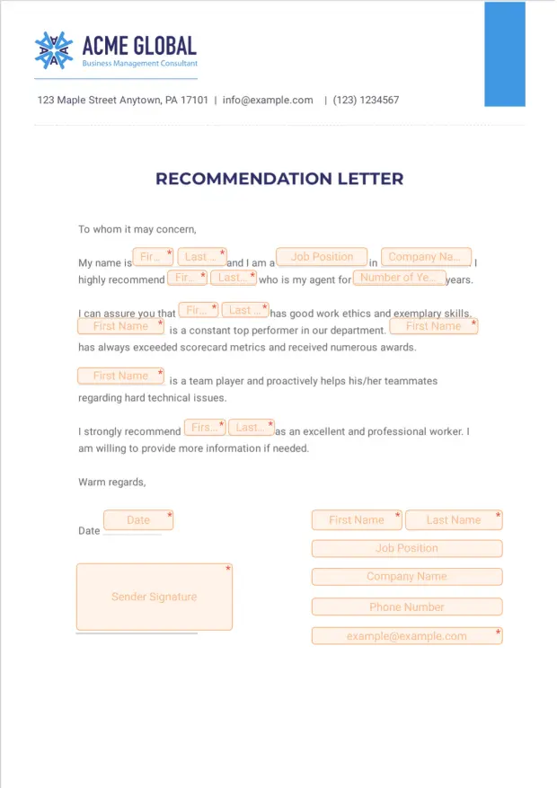 Professional Letter of Recommendation