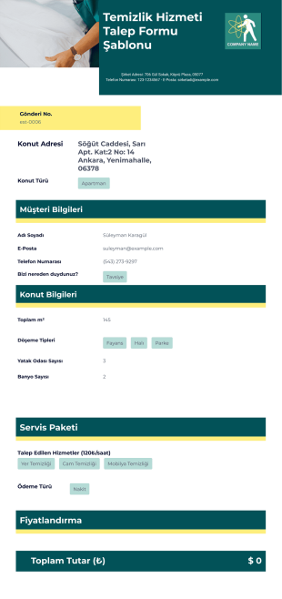 Profesyonel Temizlik Teklifi Şablonu - PDF Templates