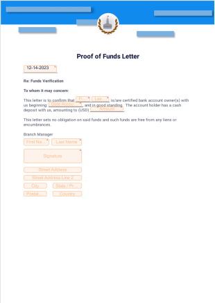 Proof of Funds Letter - PDF Templates