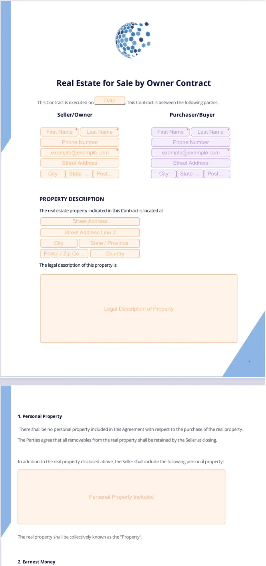 Real Estate for Sale by Owner Contract Template Sign Templates Jotform