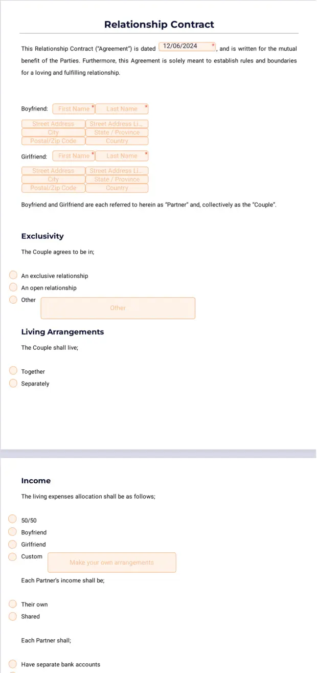 Relationship Contract Template