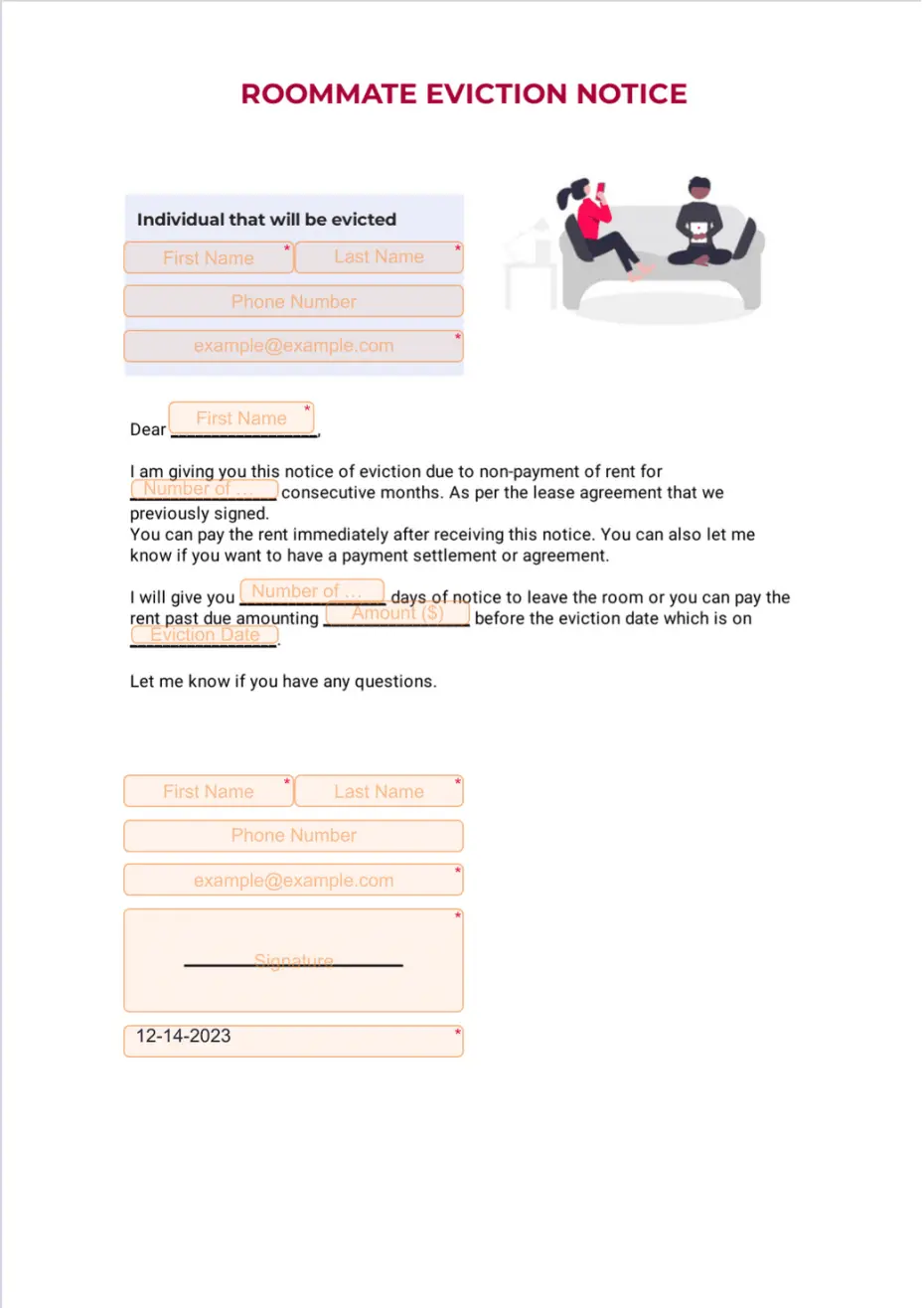 Roommate Eviction Notice Sign Templates Jotform