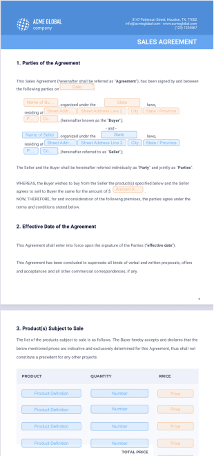 Sales Agreement Template - Sign Templates