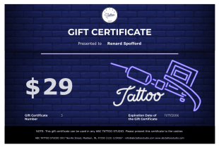 Tattoo Gift Certificate Template - PDF Templates
