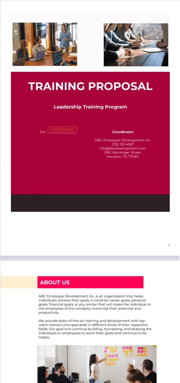 Training Proposal Template