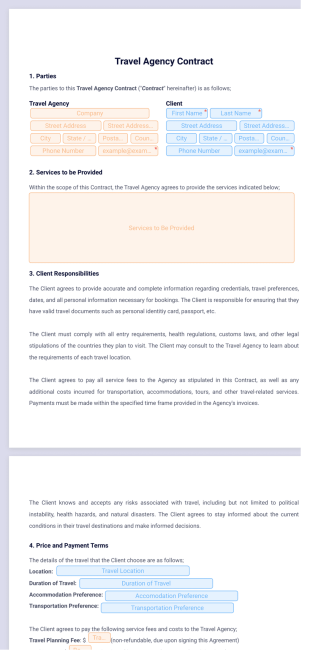 Travel Agency Contract - PDF Templates