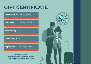 Travel Gift Certificate Template - PDF Templates