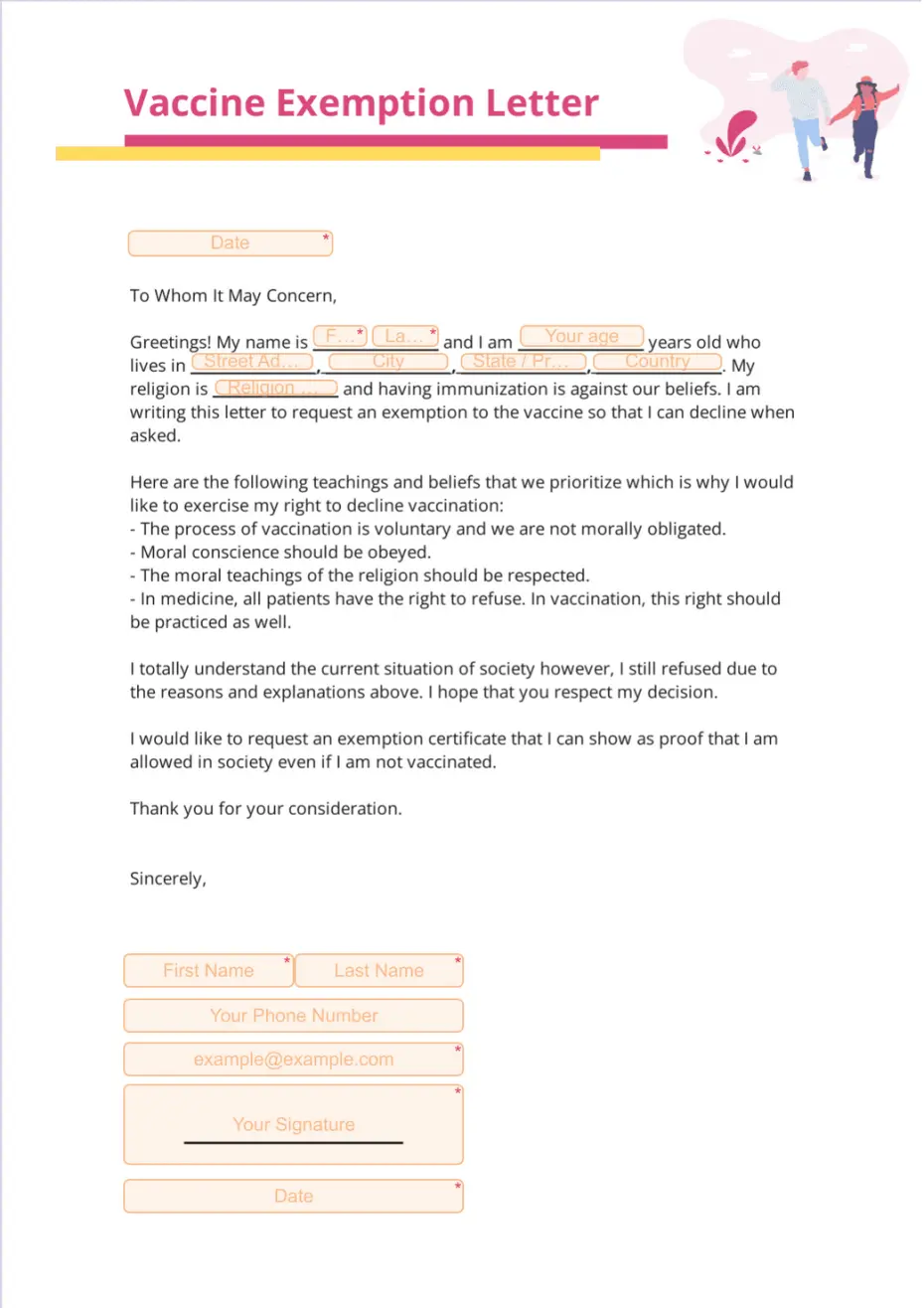 Vaccine Exemption Letter - Sign Templates | Jotform