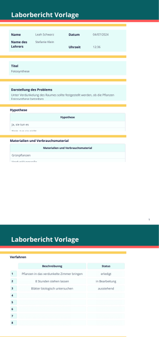 Vorlage für einen Laborbericht - PDF Templates