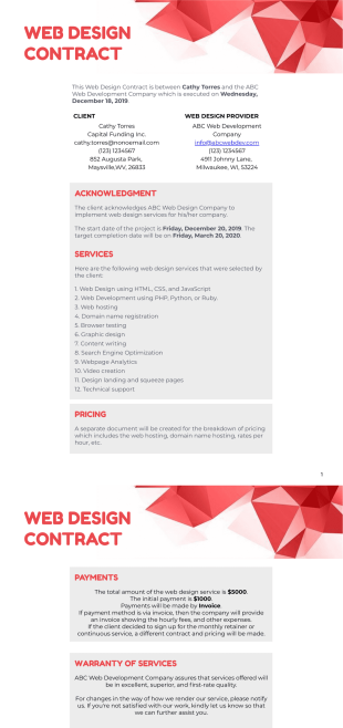 Web Design Contract Template - PDF Templates
